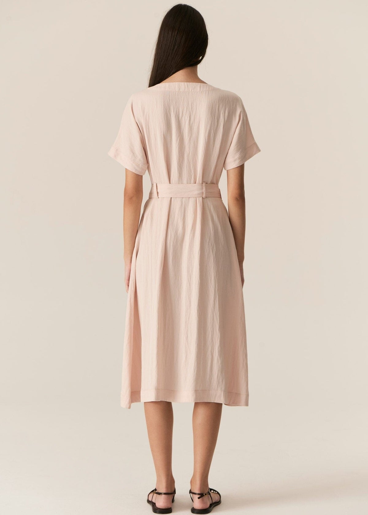 POL Faire Belted Dress - Blush Dress - Zabecca Living