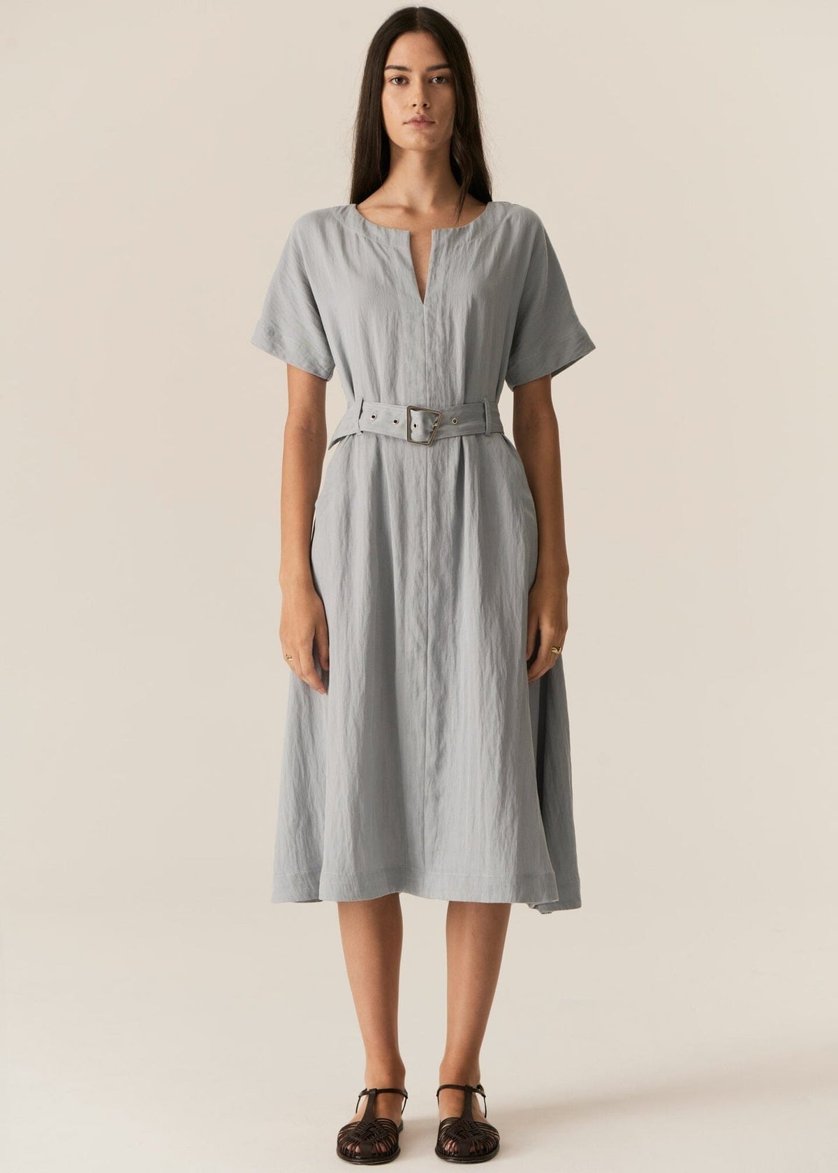 POL Faire Belted Dress - Sky Dress - Zabecca Living