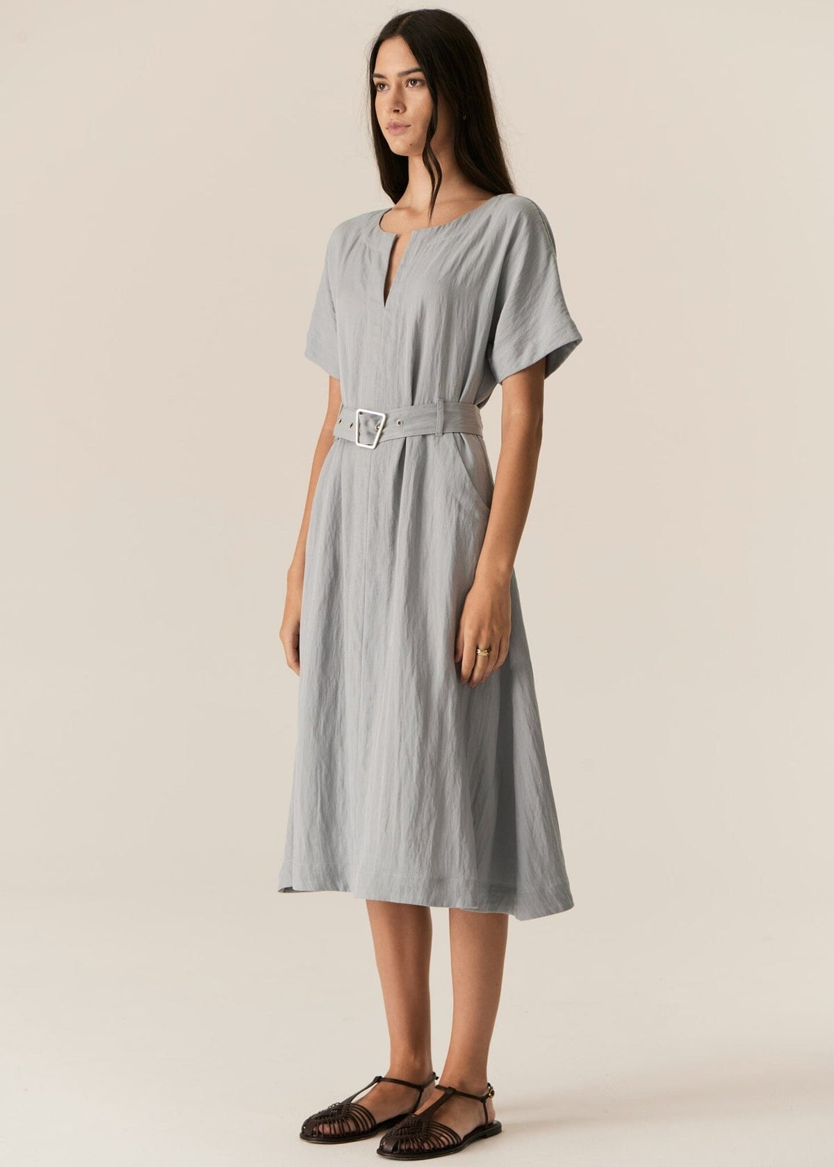 POL Faire Belted Dress - Sky Dress - Zabecca Living