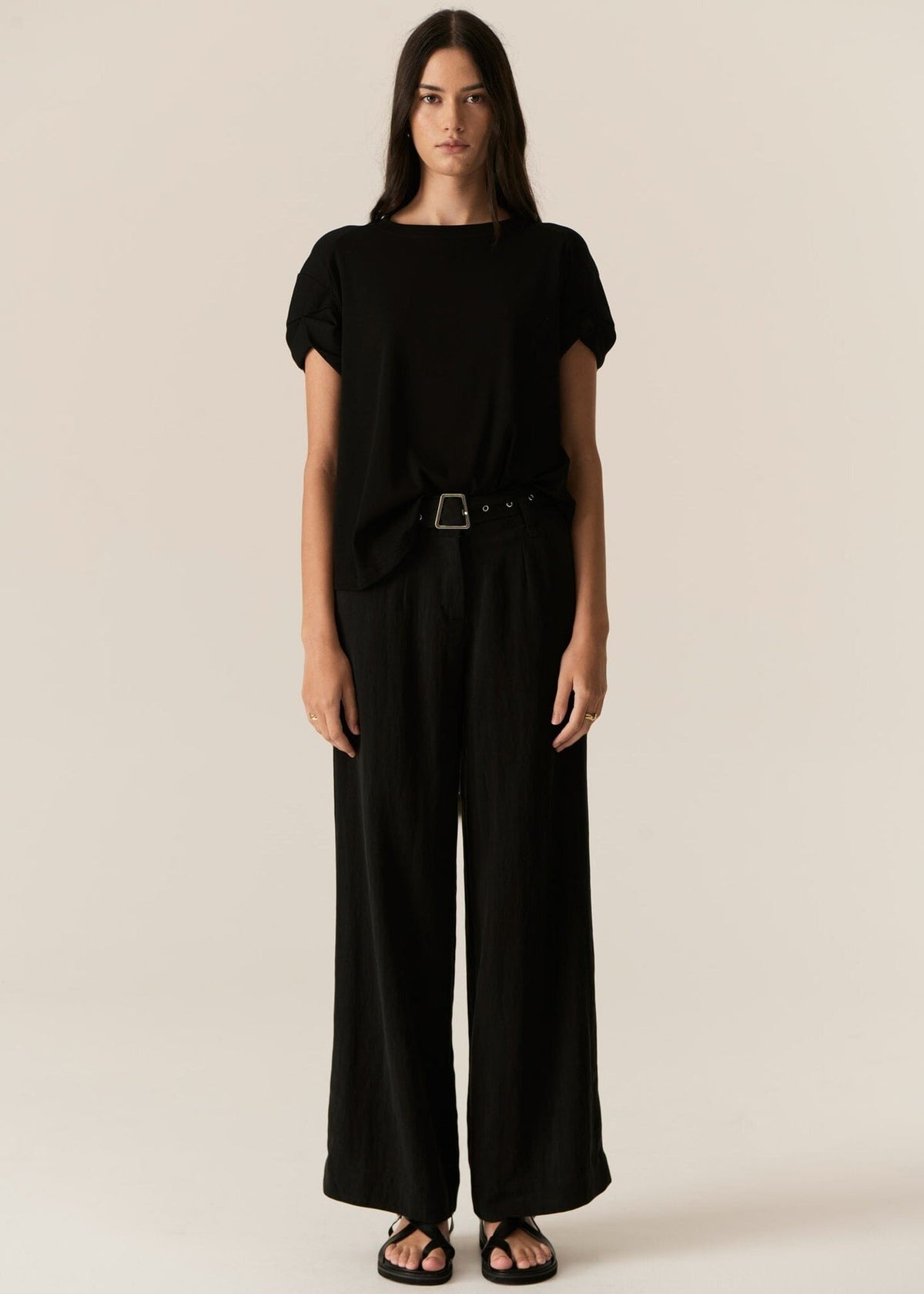 POL Faire Belted Pant -Black PANTS - Zabecca Living