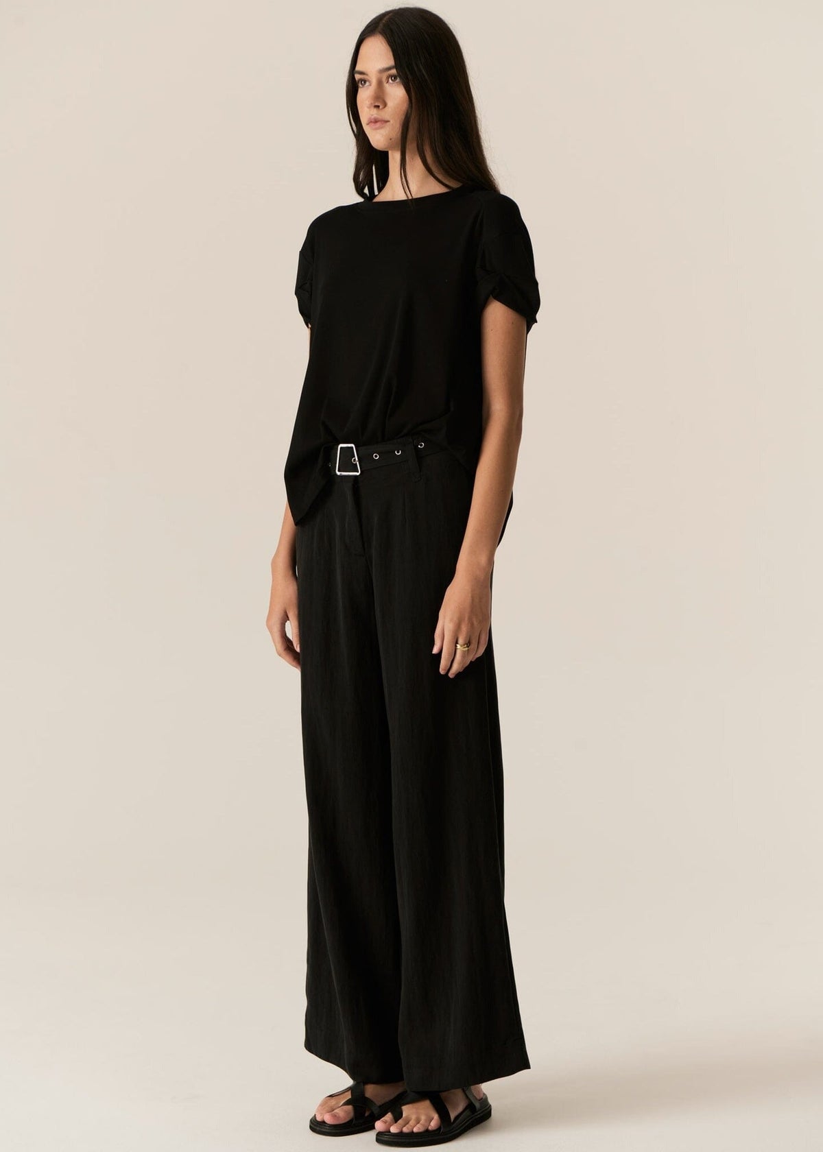 POL Faire Belted Pant -Black PANTS - Zabecca Living