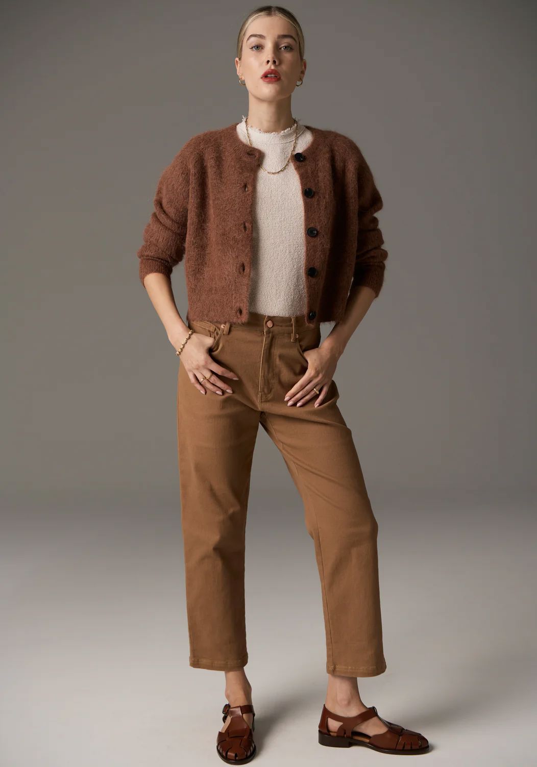 POL Finlay Cardigan - Rust CARDIGAN - Zabecca Living