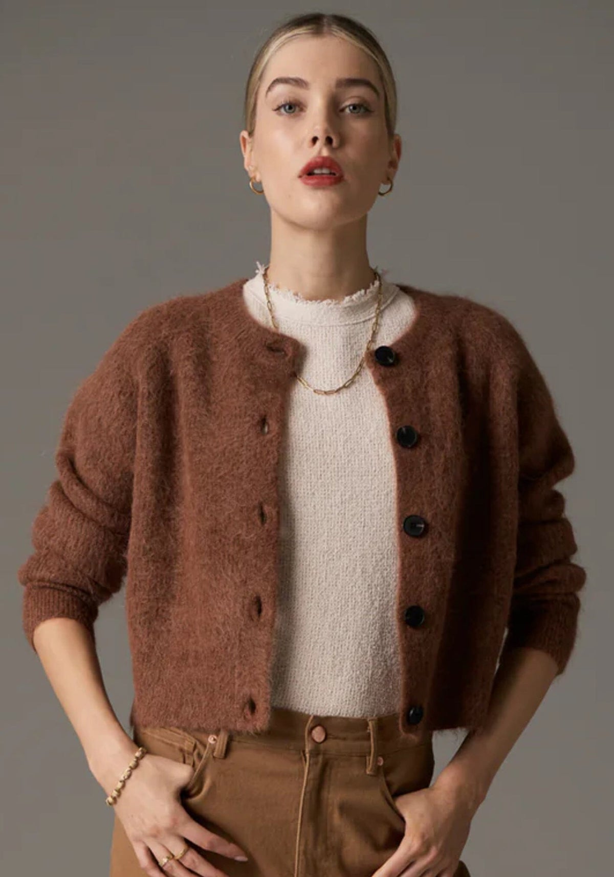POL Finlay Cardigan - Rust CARDIGAN - Zabecca Living