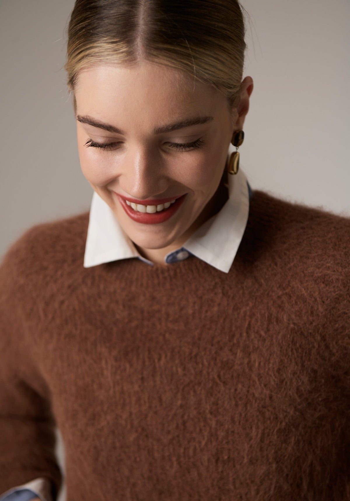 POL Finlay Crew Knit - Rust Jumpers + Knitwear - Zabecca Living