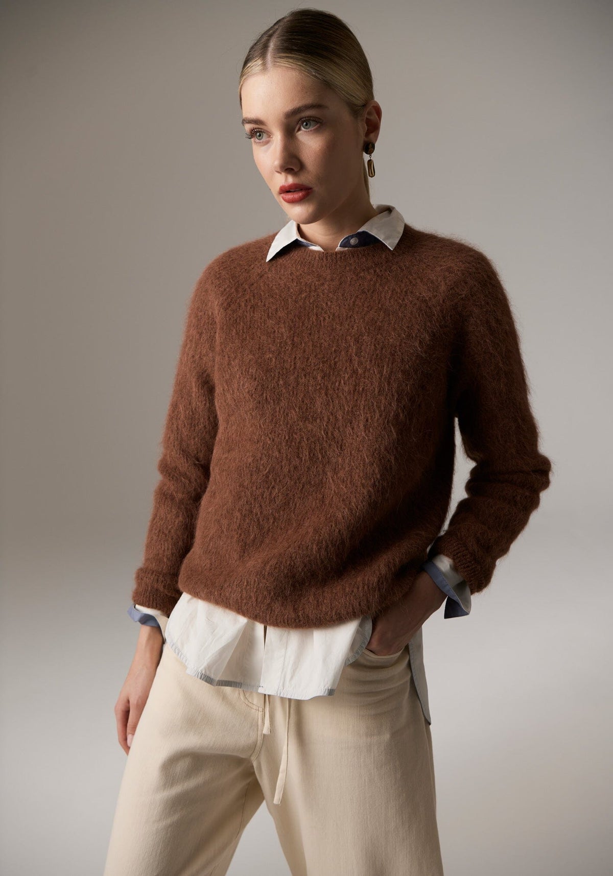 POL Finlay Crew Knit - Rust Jumpers + Knitwear - Zabecca Living