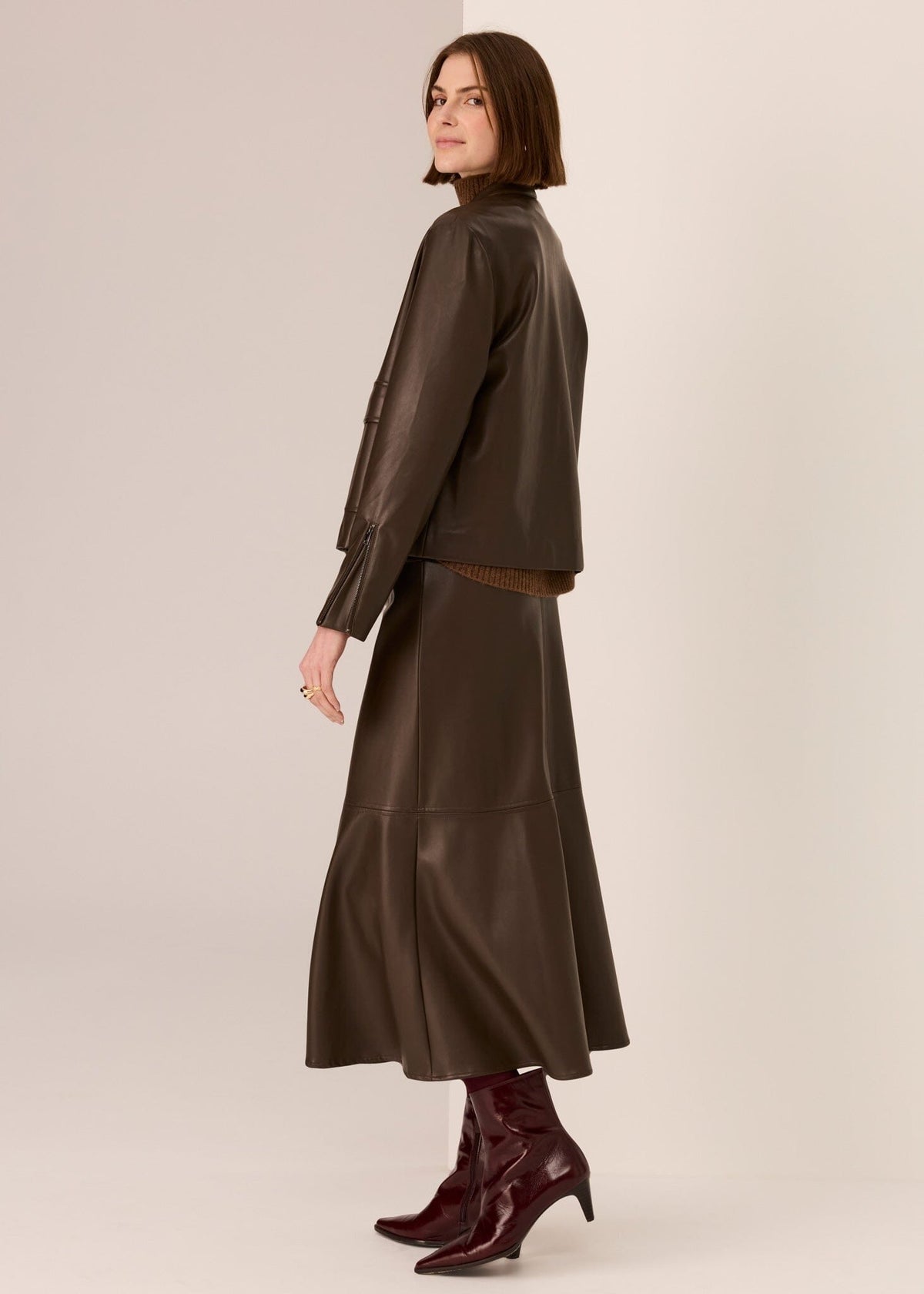 POL Hugo Zip Crop Jacket - Chocolate Jackets - Zabecca Living