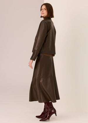 POL Hugo Zip Crop Jacket - Chocolate Jackets - Zabecca Living