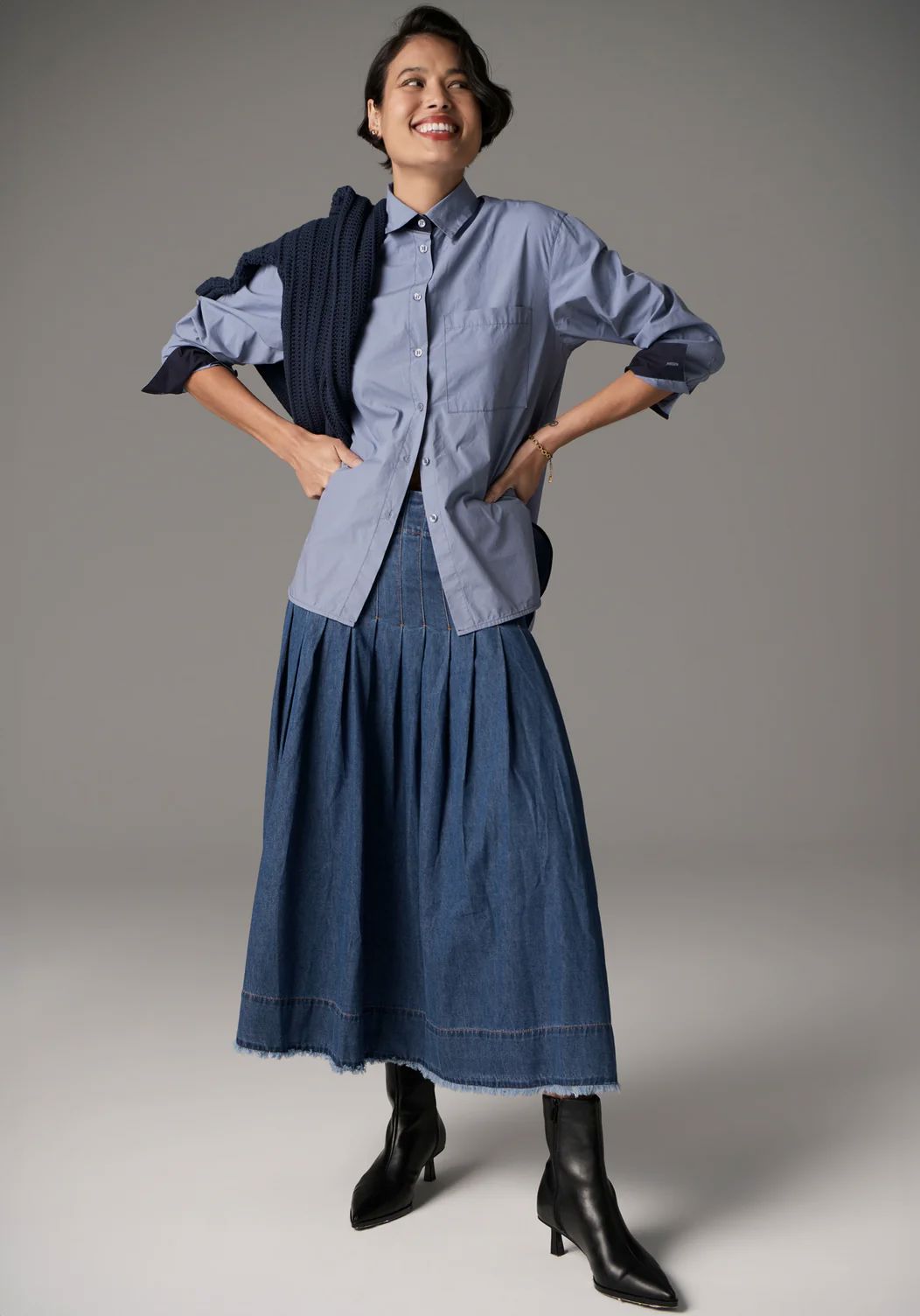 POL Indus Shirt - Blue / Ink Shirts &amp; Blouses - Zabecca Living