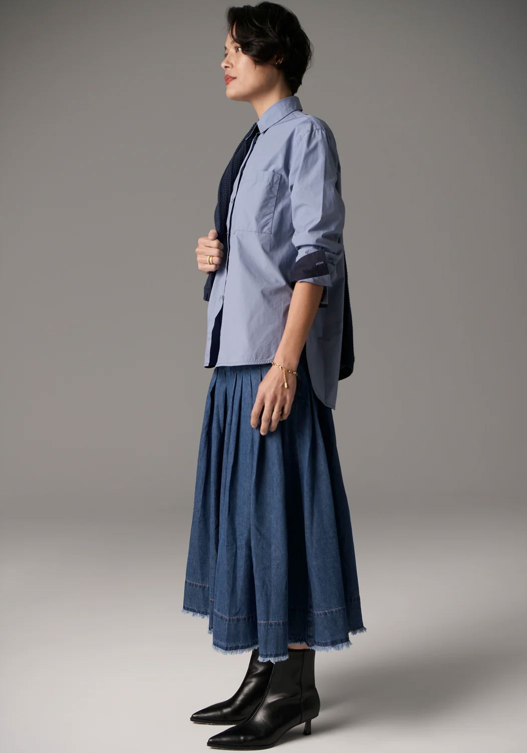 POL Indus Shirt - Blue / Ink Shirts &amp; Blouses - Zabecca Living