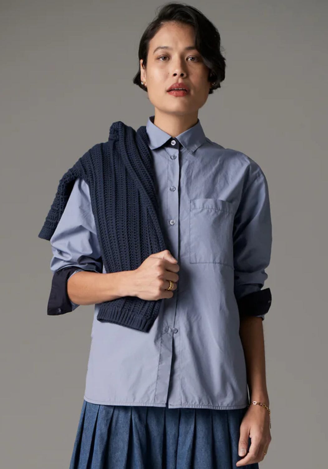 POL Indus Shirt - Blue / Ink Shirts &amp; Blouses - Zabecca Living
