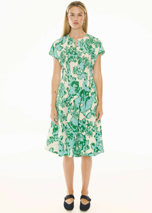 POL Jaine Tucked Dress - Static Floral Dress - Zabecca Living