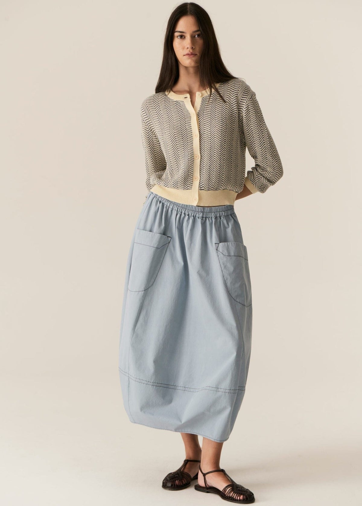 POL Jules Cardigan - Blue/Ivory Jumpers + Knitwear - Zabecca Living
