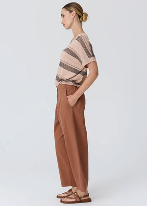 POL Liana V-neck Pointelle Knit Pink/Black Jumpers + Knitwear - Zabecca Living