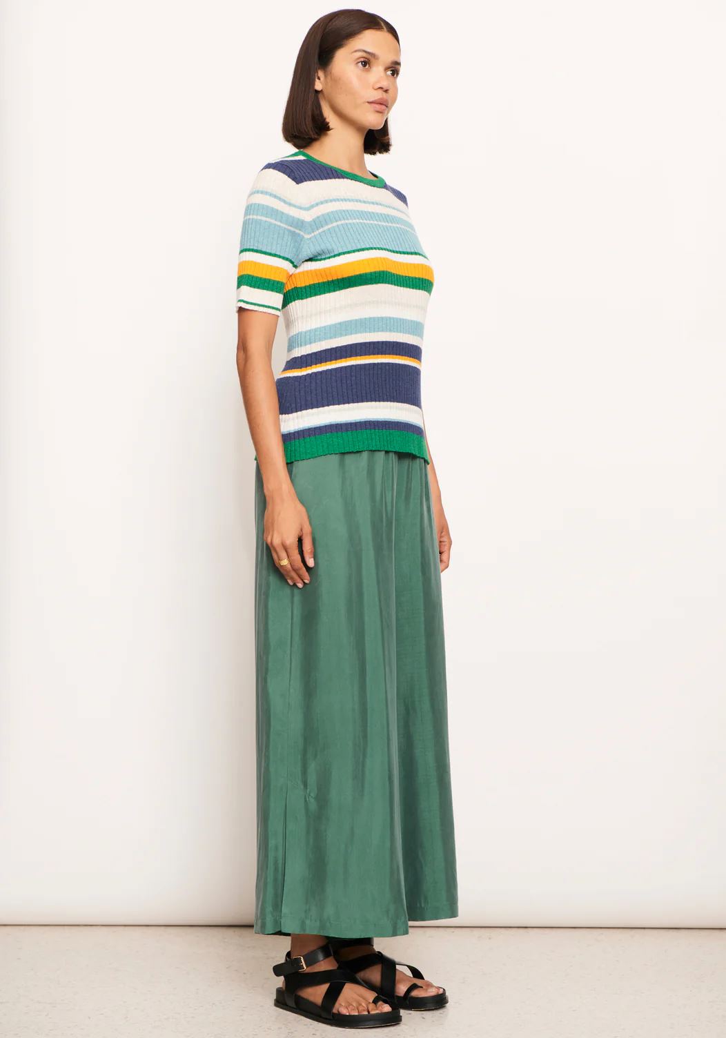 POL Lido Multi Knit Tee - Green Multi Jumpers + Knitwear - Zabecca Living