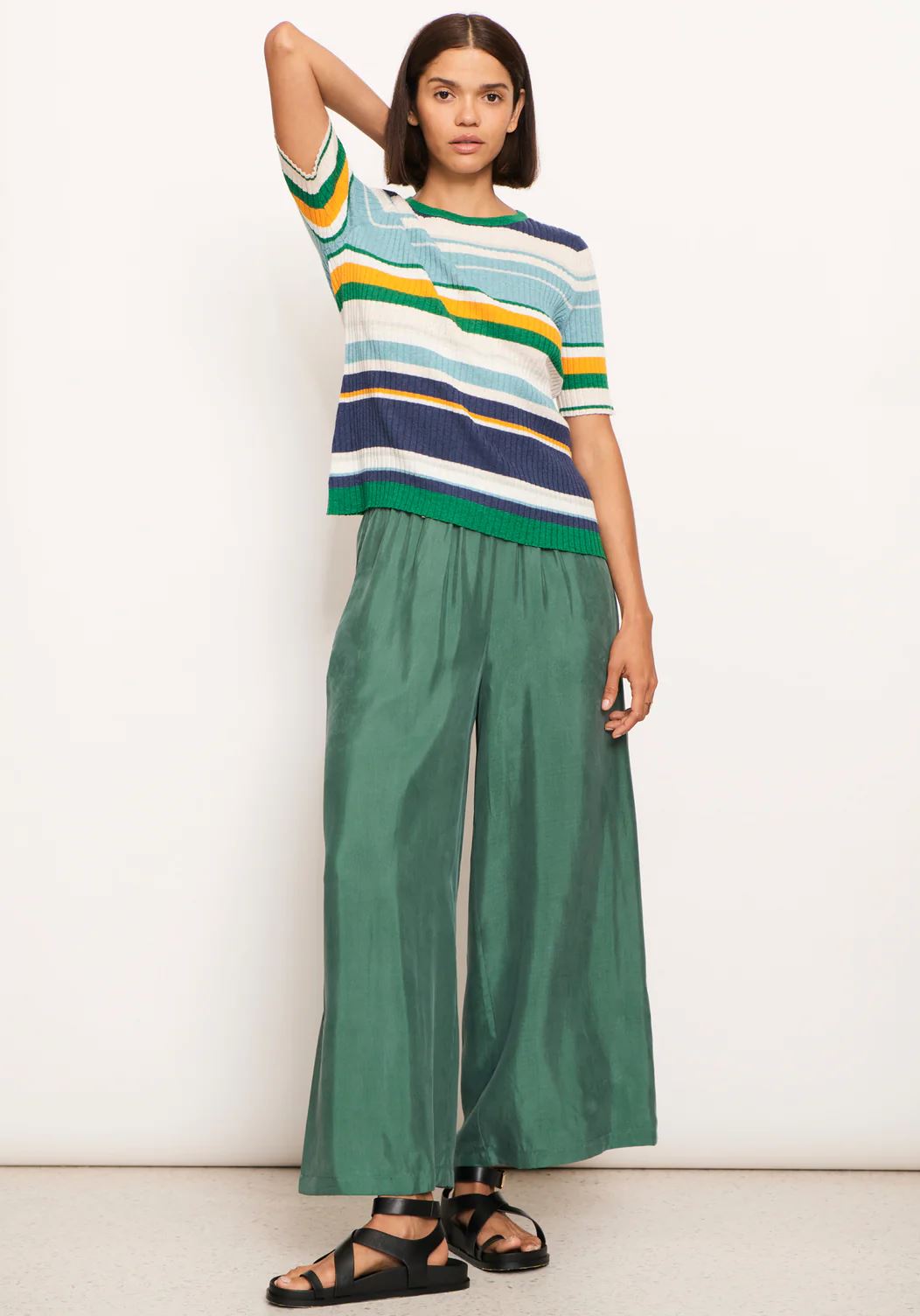 POL Lido Multi Knit Tee - Green Multi Jumpers + Knitwear - Zabecca Living