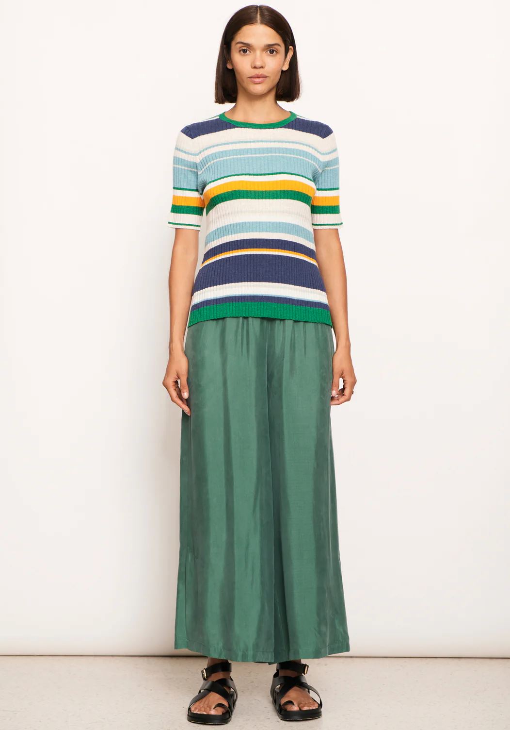 POL Lido Multi Knit Tee - Green Multi Jumpers + Knitwear - Zabecca Living