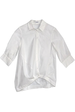 POL Louie Draped Shirt - White Shirts & Blouses - Zabecca Living