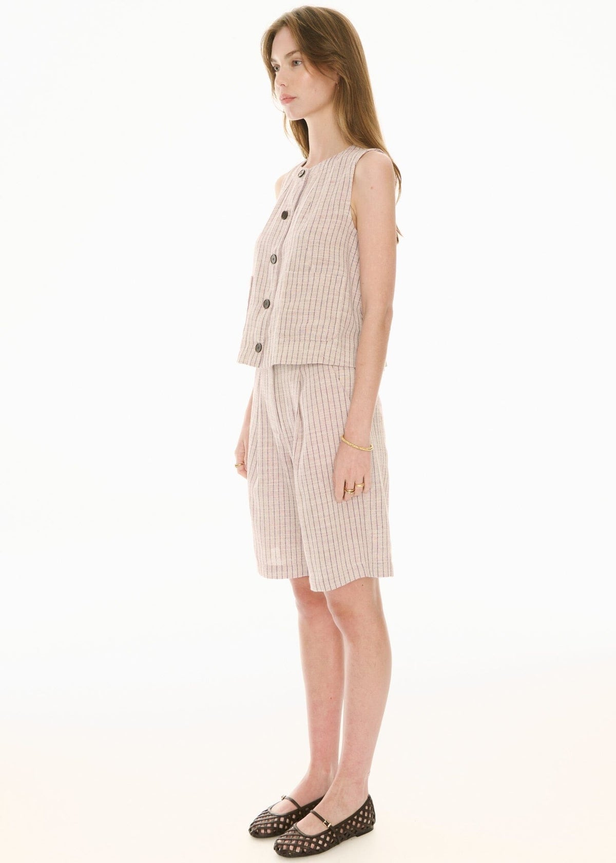 POL Maya Tailored Short - Pinstripe SHORTS - Zabecca Living