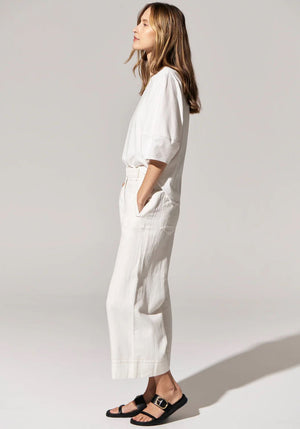 POL Miley Crop Pant - White PANTS - Zabecca Living