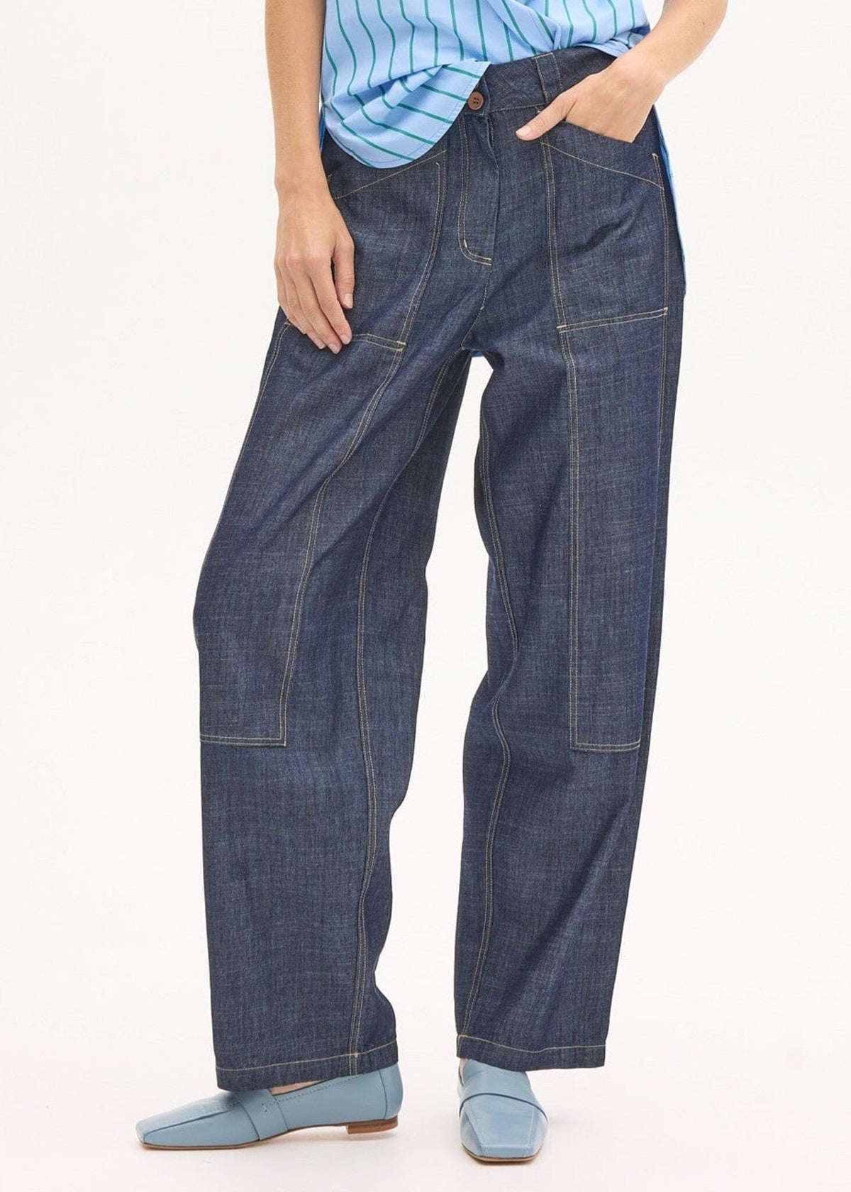 POL Muhle Barrel Denim Pant - Dark Wash PANTS - Zabecca Living