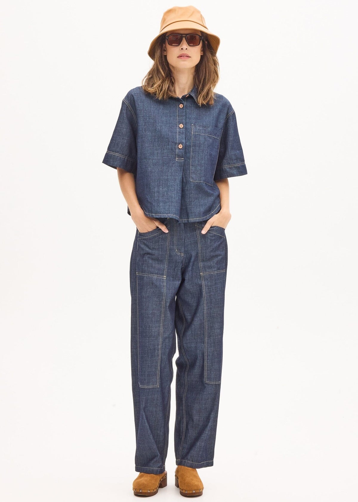 POL Muhle Denim Shirt - Dark Wash Shirts &amp; Blouses - Zabecca Living