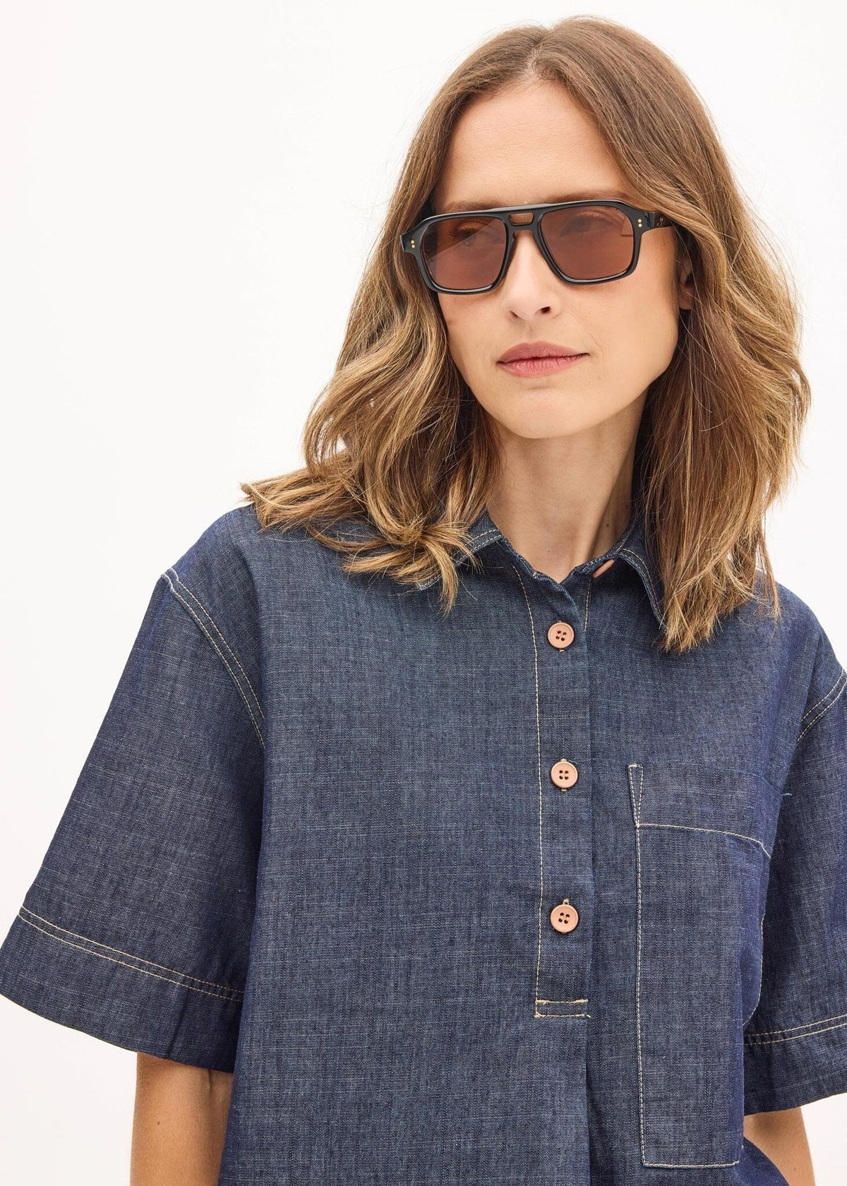 POL Muhle Denim Shirt - Dark Wash Shirts &amp; Blouses - Zabecca Living