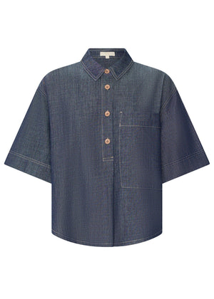 POL Muhle Denim Shirt - Dark Wash Shirts & Blouses - Zabecca Living