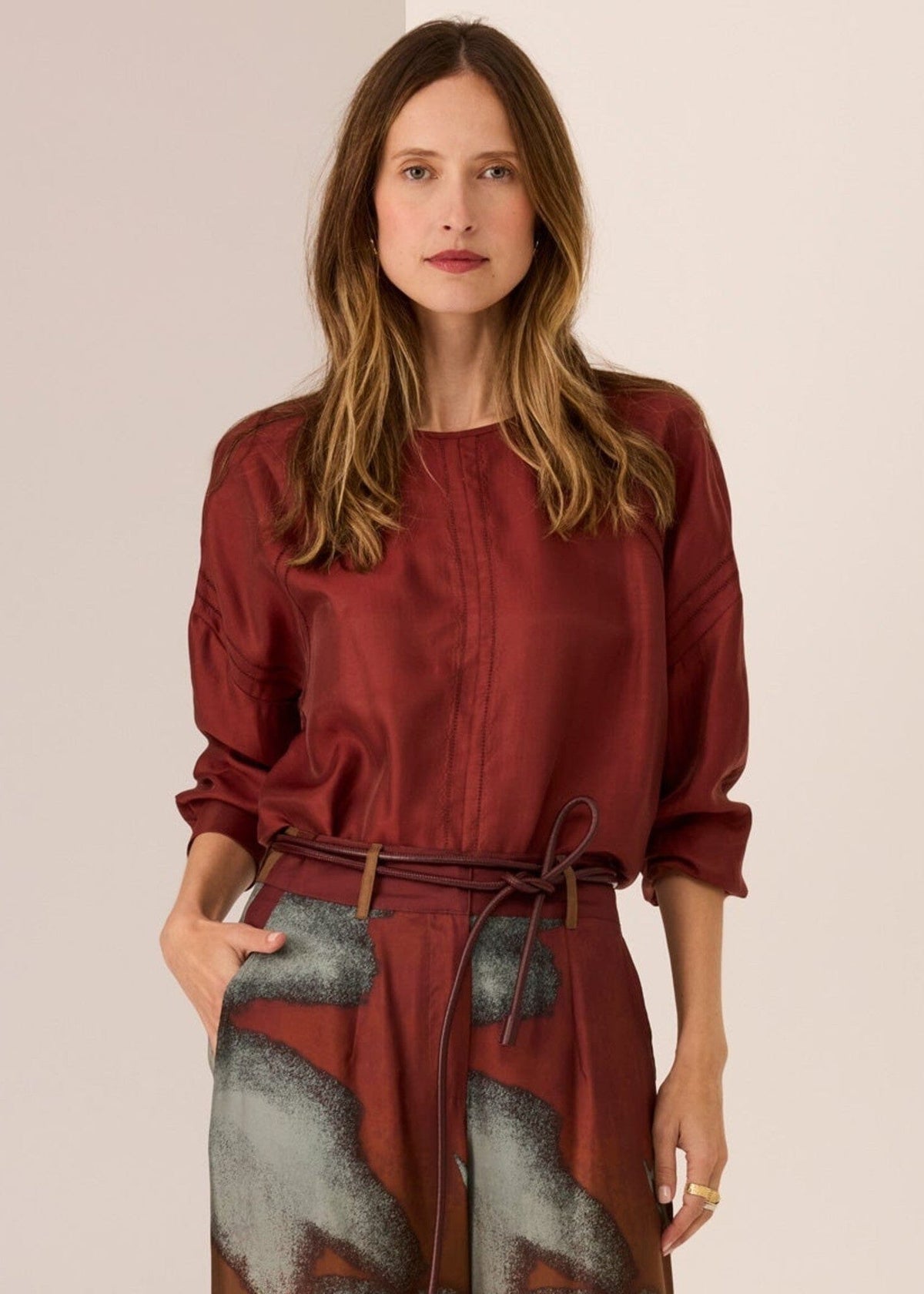 POL Nora Top - Wine Shirts &amp; Blouses - Zabecca Living