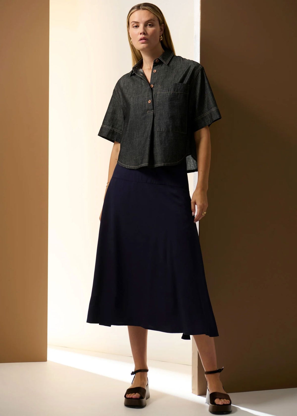 POL Nubo Skirt - Ink SKIRT - Zabecca Living