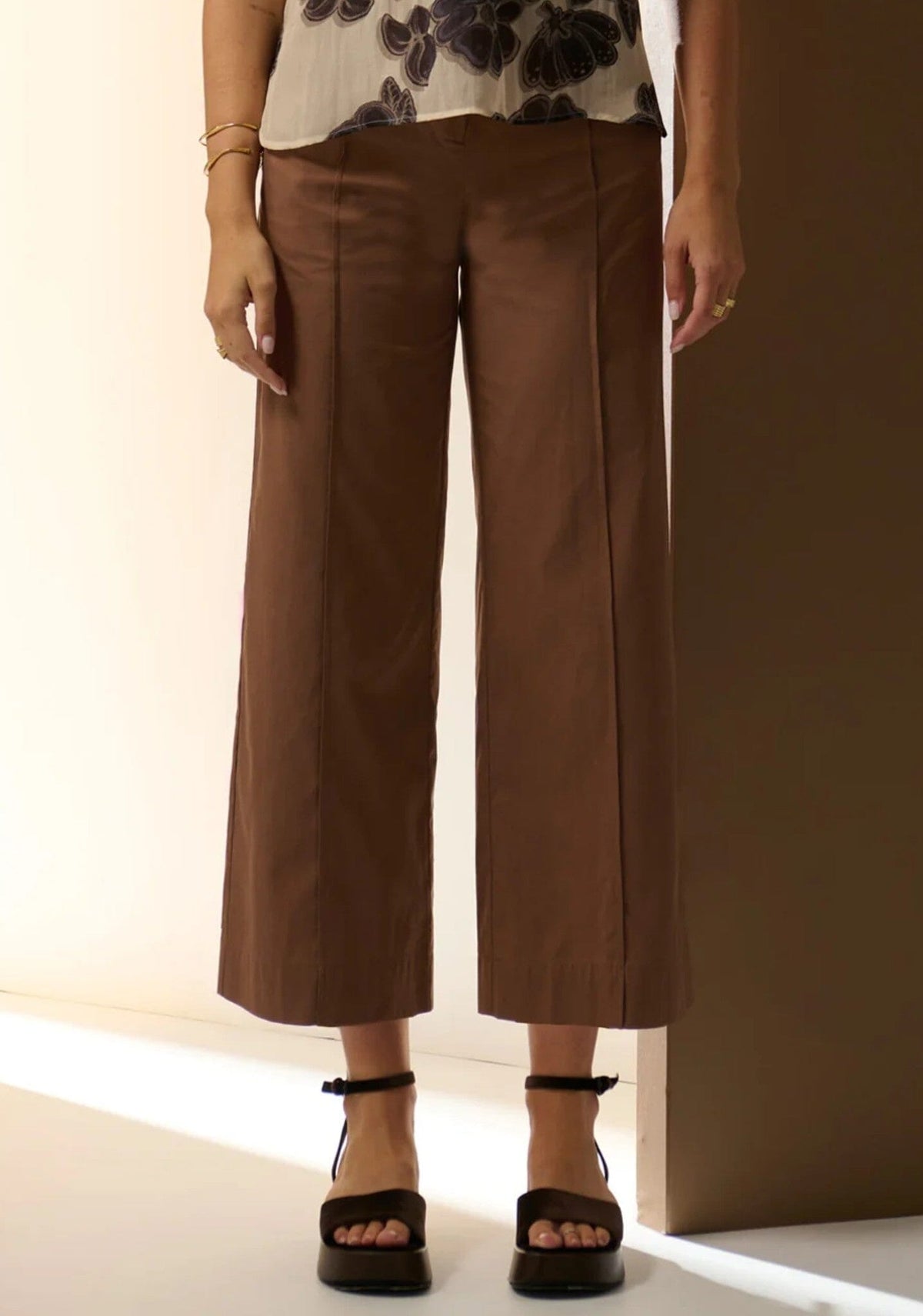 POL Odette Belted Pant - Chocolate PANTS - Zabecca Living