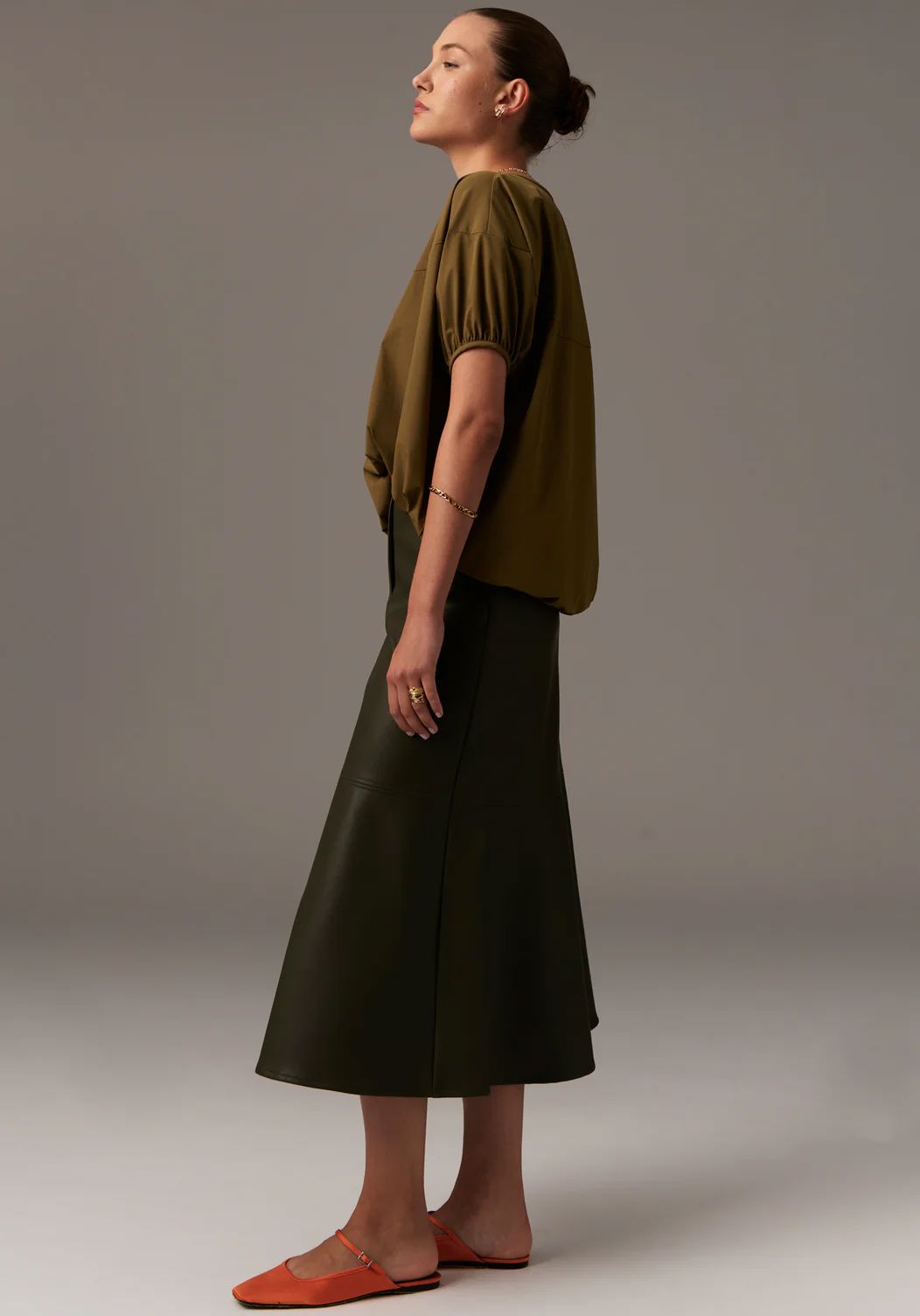 POL Ollie Faux Leather Skirt - Khaki Dress - Zabecca Living