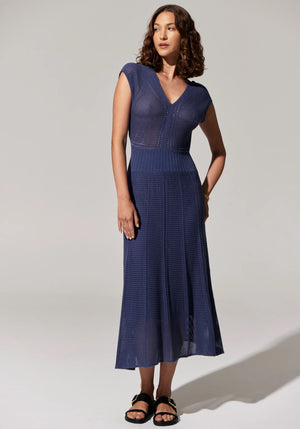 POL Paco Pointelle Dress - Blue Dress - Zabecca Living