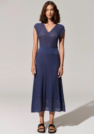 POL Paco Pointelle Dress - Blue Dress - Zabecca Living