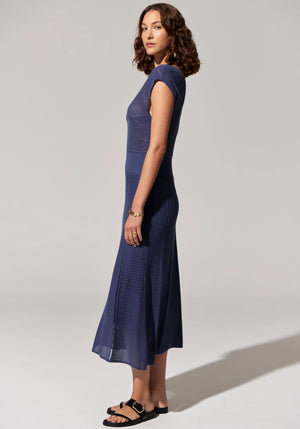 POL Paco Pointelle Dress - Blue Dress - Zabecca Living