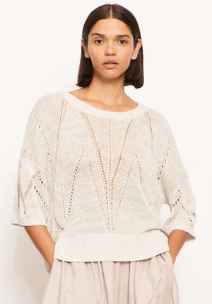 POL Pier Pointelle Knit Tee - Pebble Jumpers + Knitwear - Zabecca Living