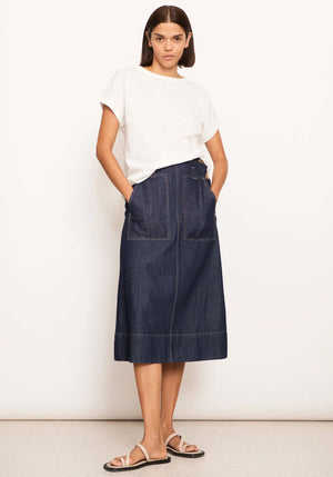 POL Raydel Denim Skirt - Dark Wash Skirt - Zabecca Living