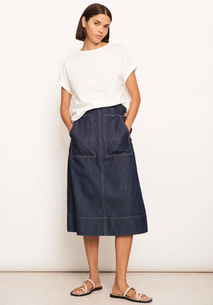 POL Raydel Denim Skirt - Dark Wash Skirt - Zabecca Living