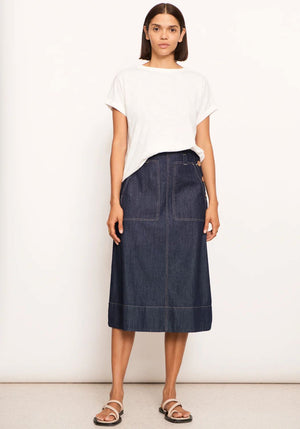 POL Raydel Denim Skirt - Dark Wash Skirt - Zabecca Living