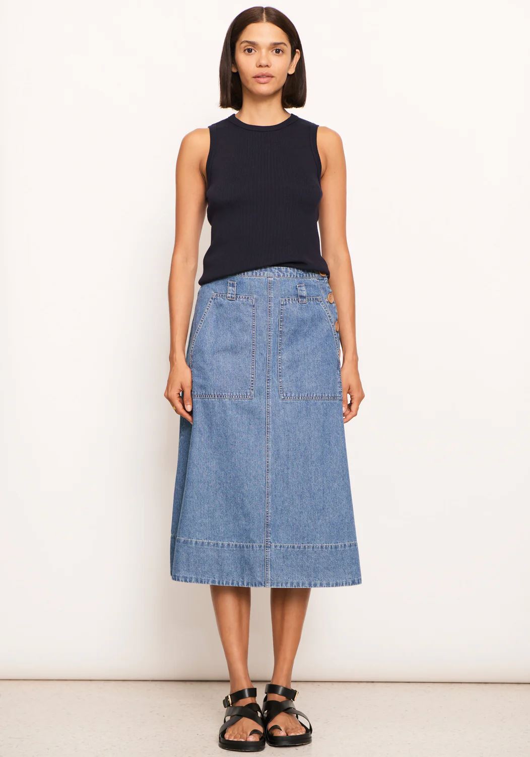 POL Raydel Denim Skirt Light Wash