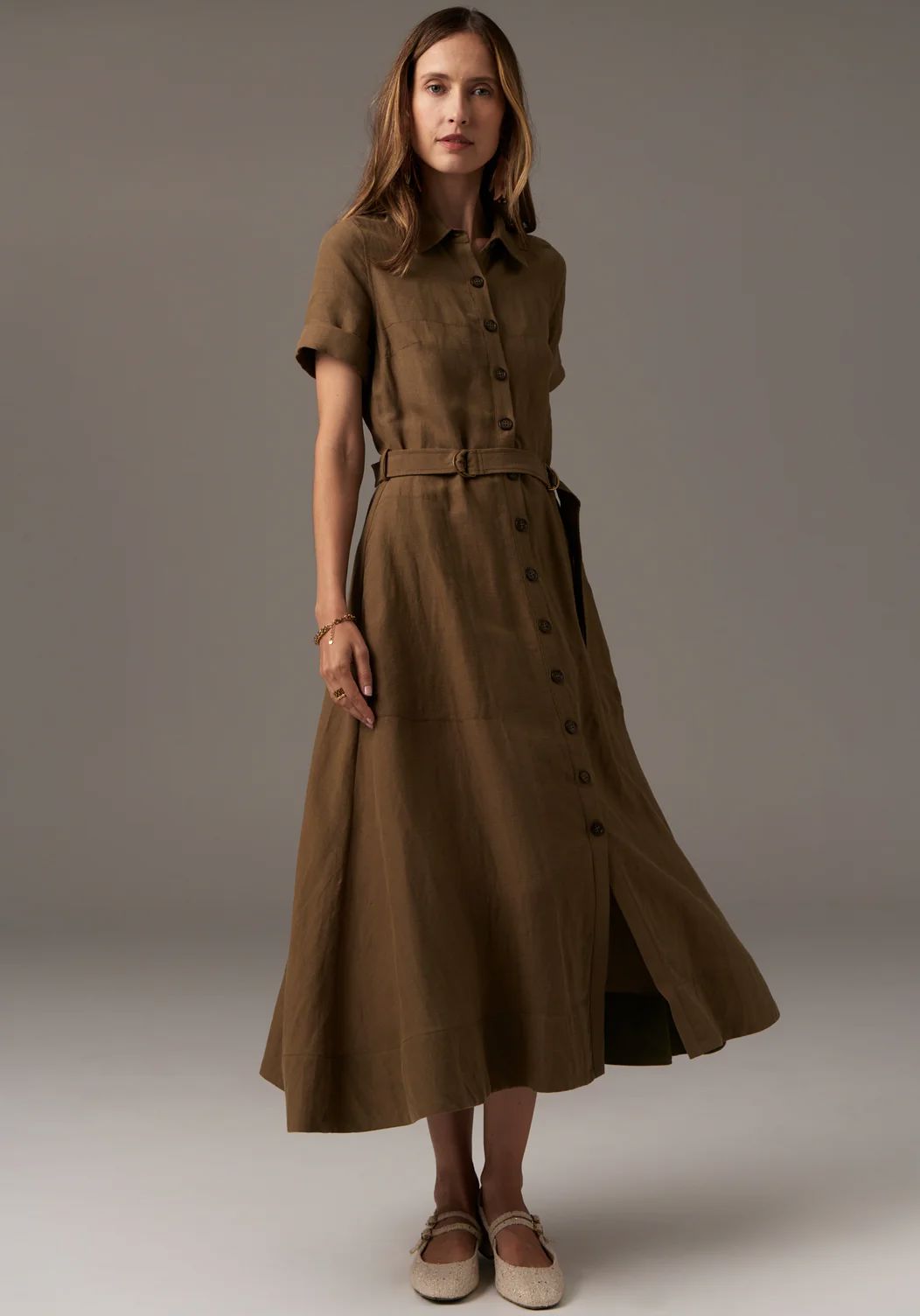 POL Riley Shirt Dress - Khaki Dress - Zabecca Living