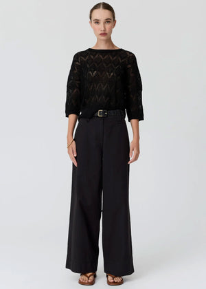 POL Rosin Pointelle Tee - Black Jumpers + Knitwear - Zabecca Living