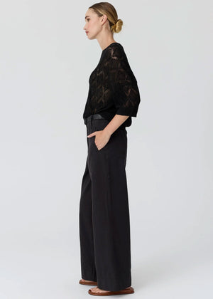 POL Rosin Pointelle Tee - Black Jumpers + Knitwear - Zabecca Living