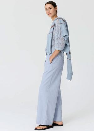 POL Rosin Pointelle Tee - Blue Jumpers + Knitwear - Zabecca Living