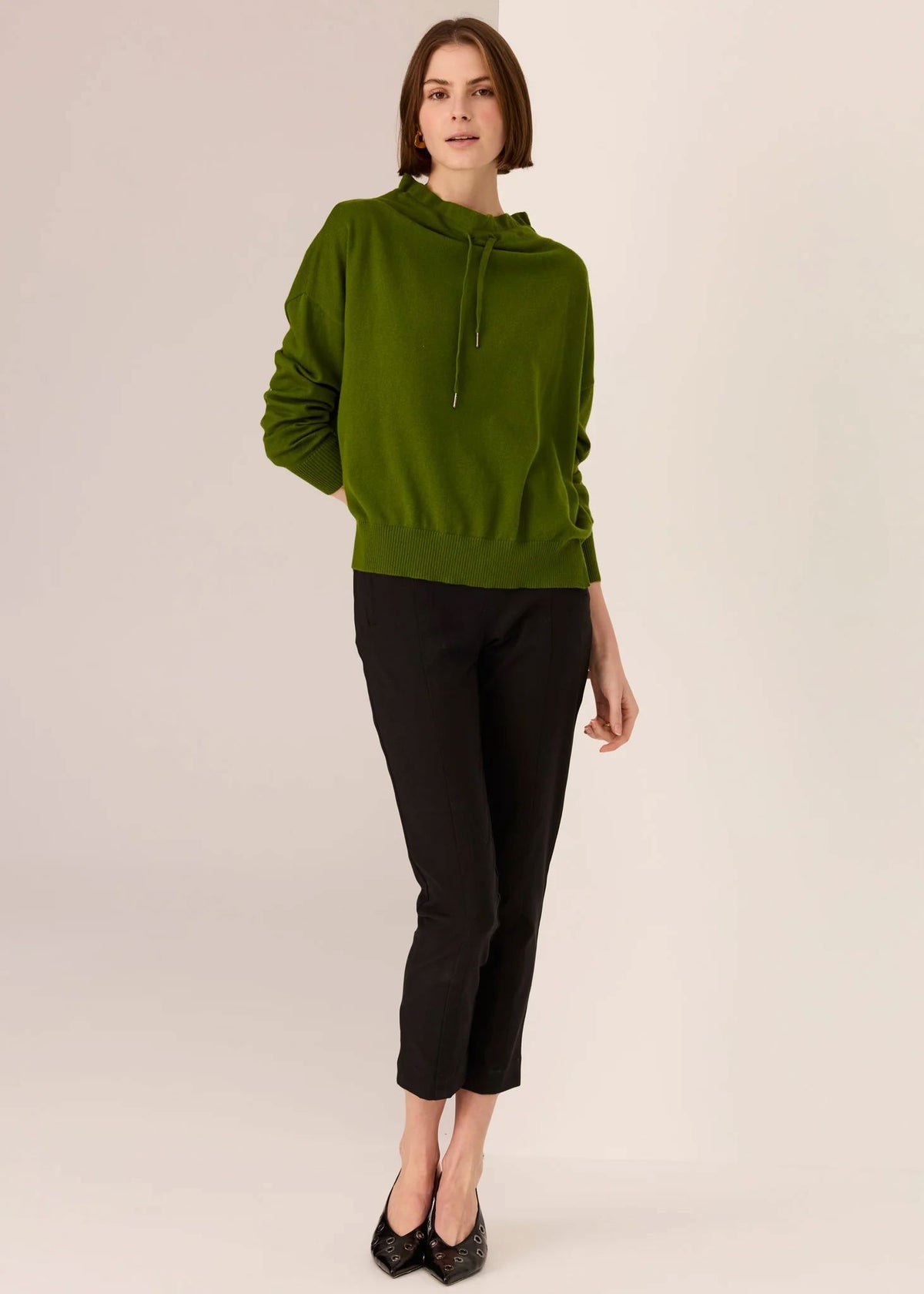 POL Rowan Drawcord Knit - Green Jumpers + Knitwear - Zabecca Living
