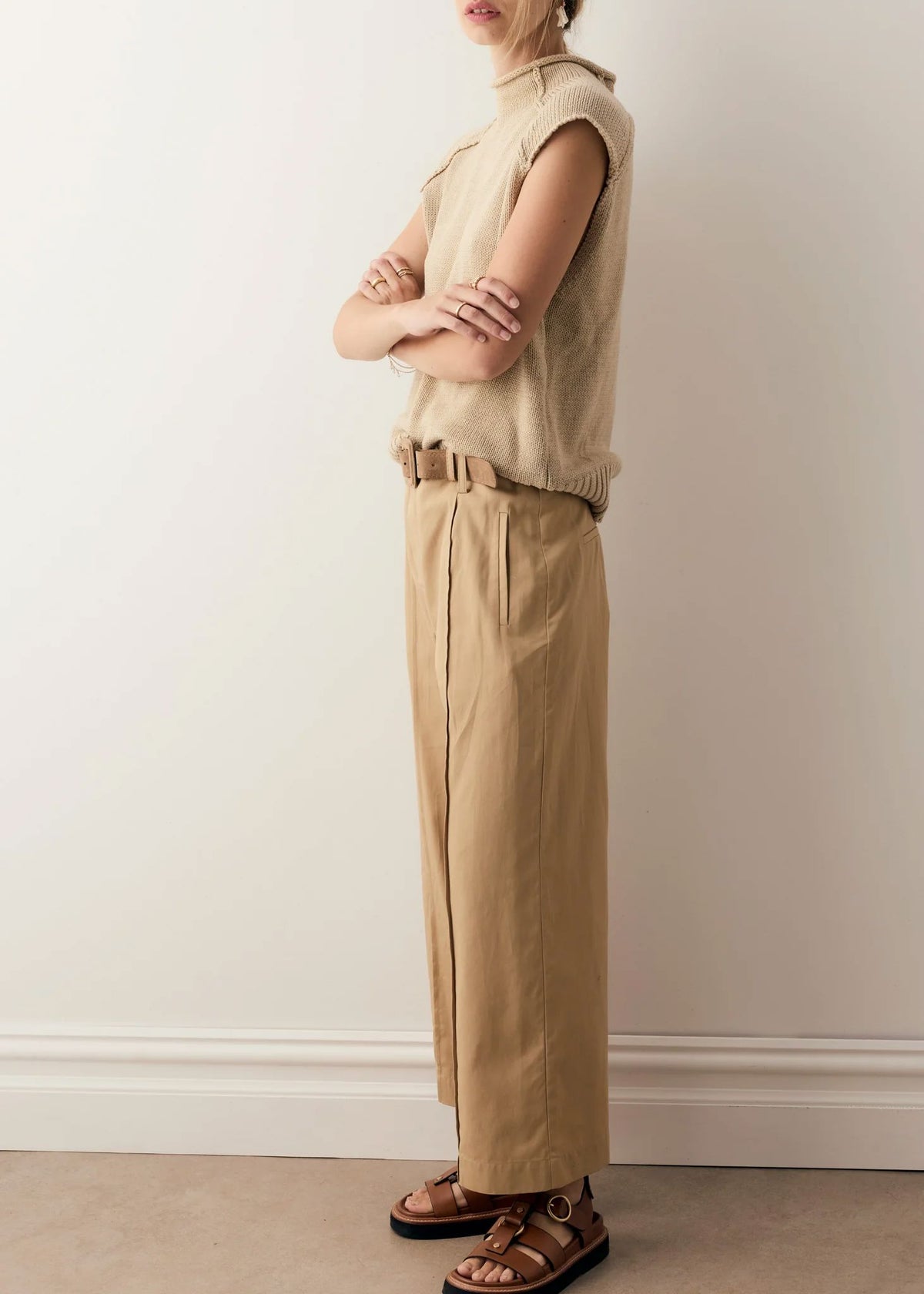 POL Sable Knit Tank - Pebble Jumpers + Knitwear - Zabecca Living