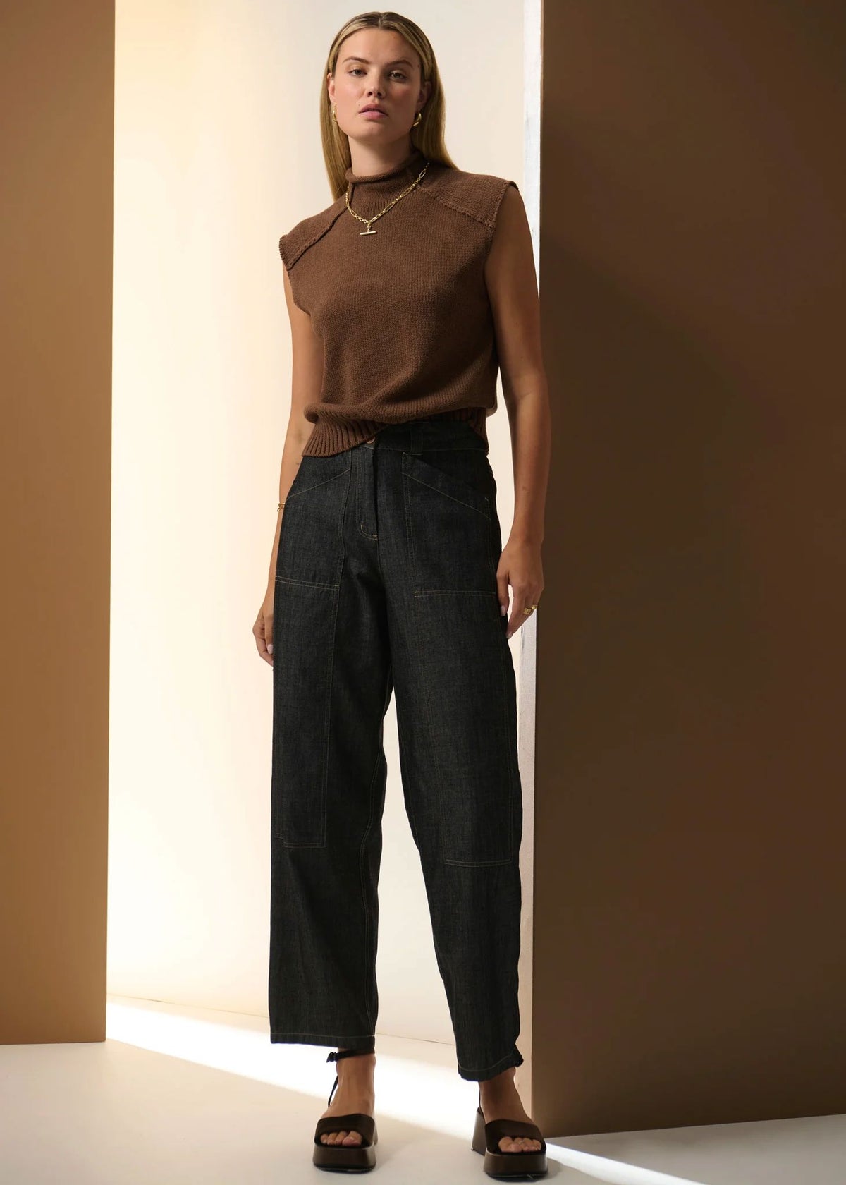 POL Sable Knit Tank - Toffee Jumpers + Knitwear - Zabecca Living