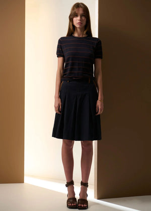 POL Sable Stripe Knit Tee - Ink/Choc Tee - Zabecca Living