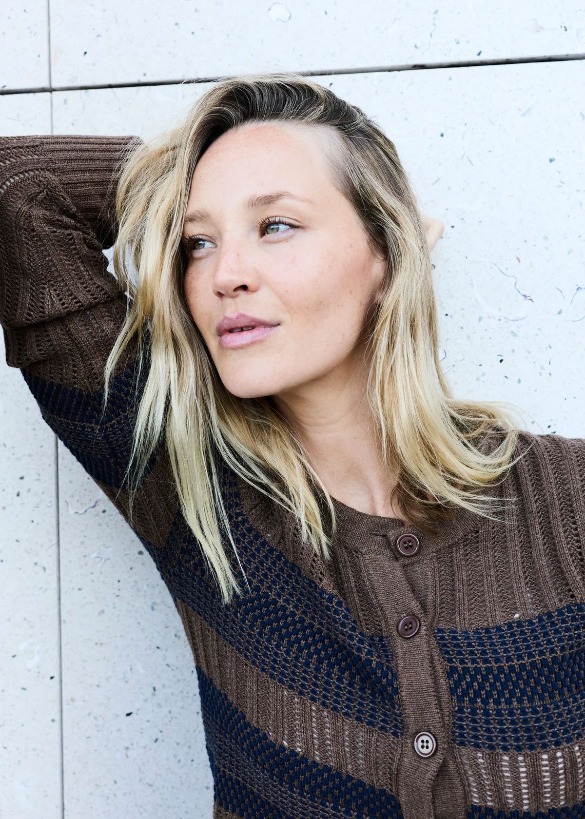 POL Sable Striped Cardigan - Choc/Ink Jumpers + Knitwear - Zabecca Living