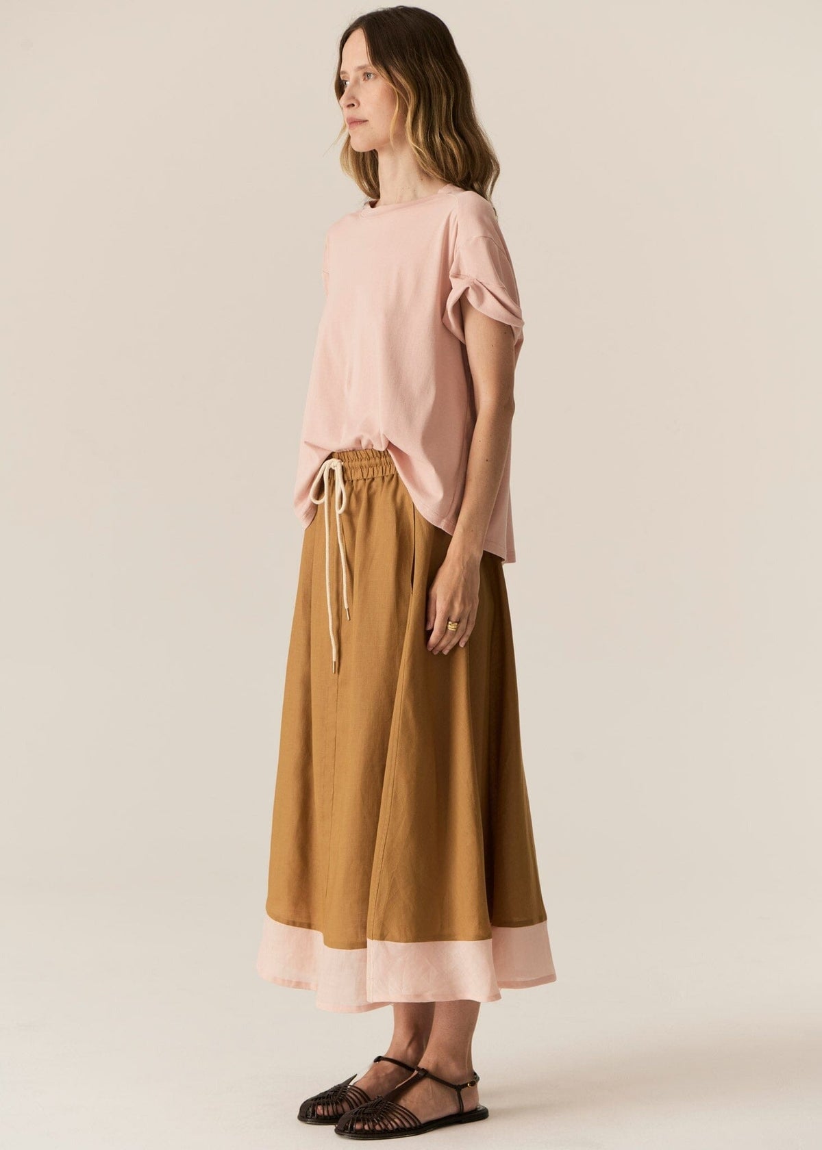 POL Speck Contrast Skirt - Ginger/Pink Skirt - Zabecca Living