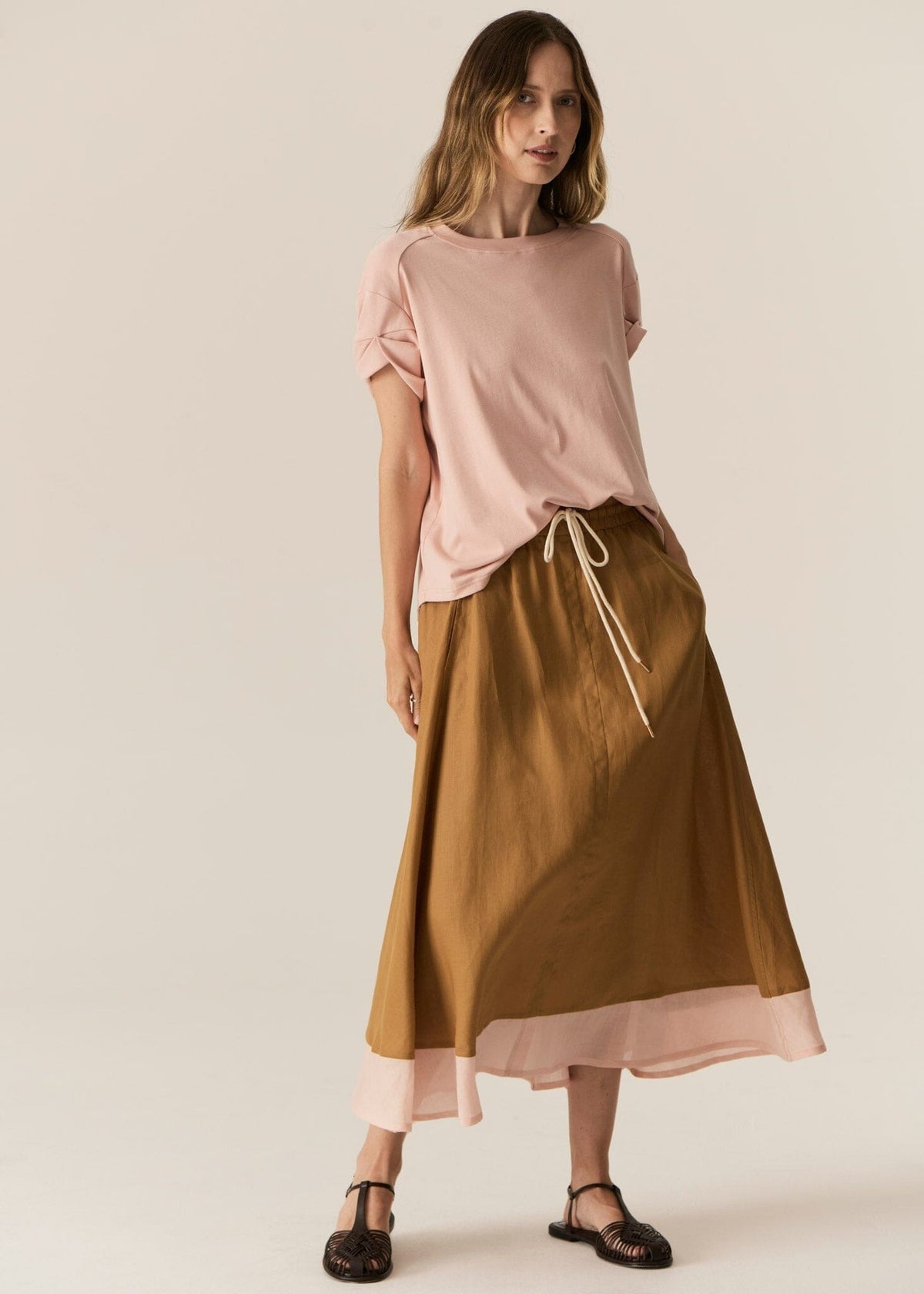 POL Speck Contrast Skirt - Ginger/Pink Skirt - Zabecca Living